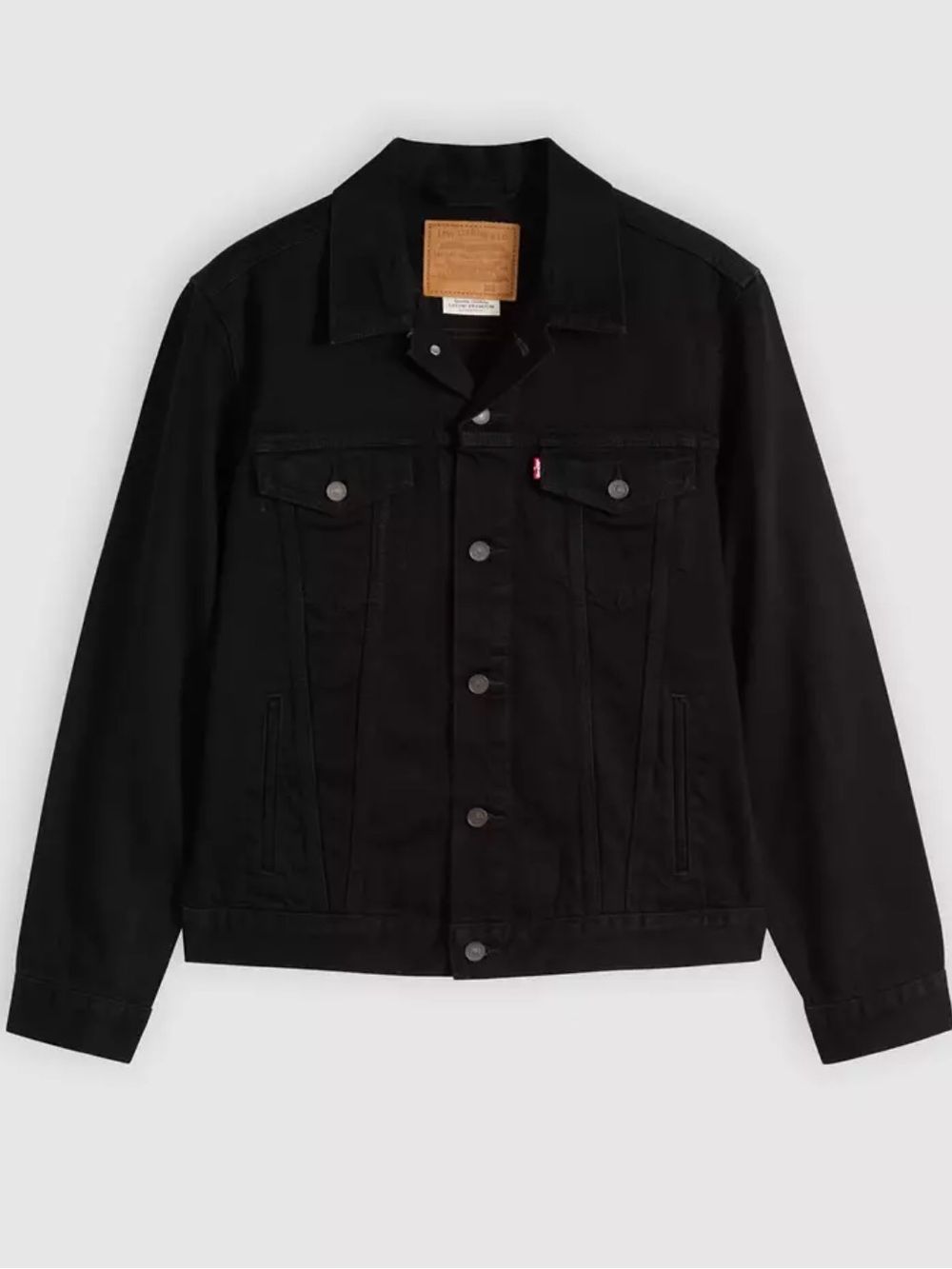 Levi's Premium Denim Trucker Jacket Mens Medium Black Jean Coat Button Up Big E
